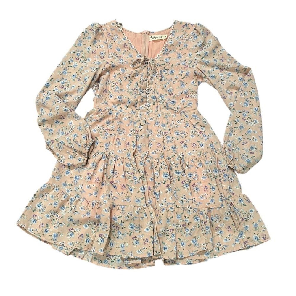 RUBY Sees Dress Women's Size 8 Floral Mini Long Sleeve Ruby SEEZ